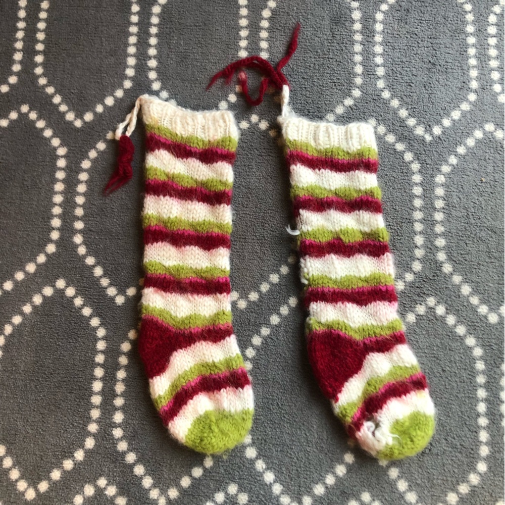 💗Red, Green, & Pink Festive Striped Holiday Stockings